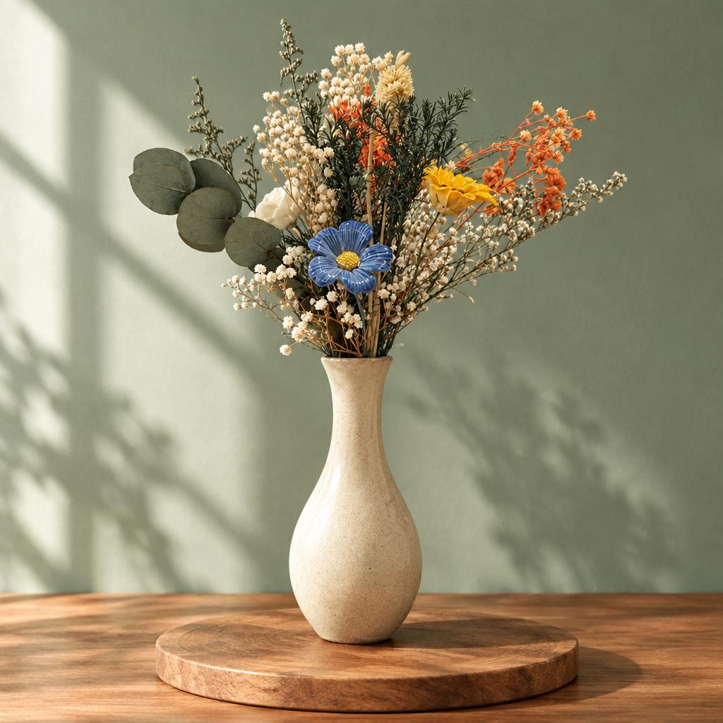 Florero ovalado de tierra.